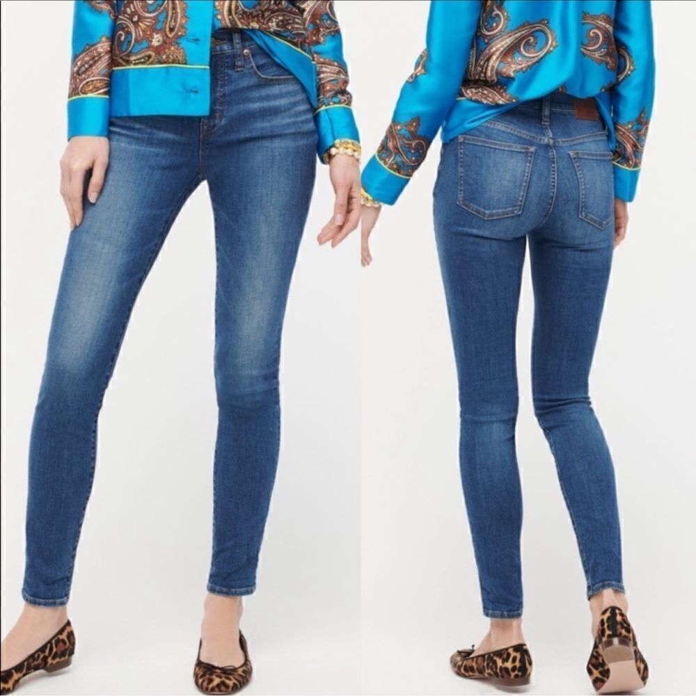 J. Crew 9” High Rise Toothpick Eco Jeans in Ocean Blue Wash